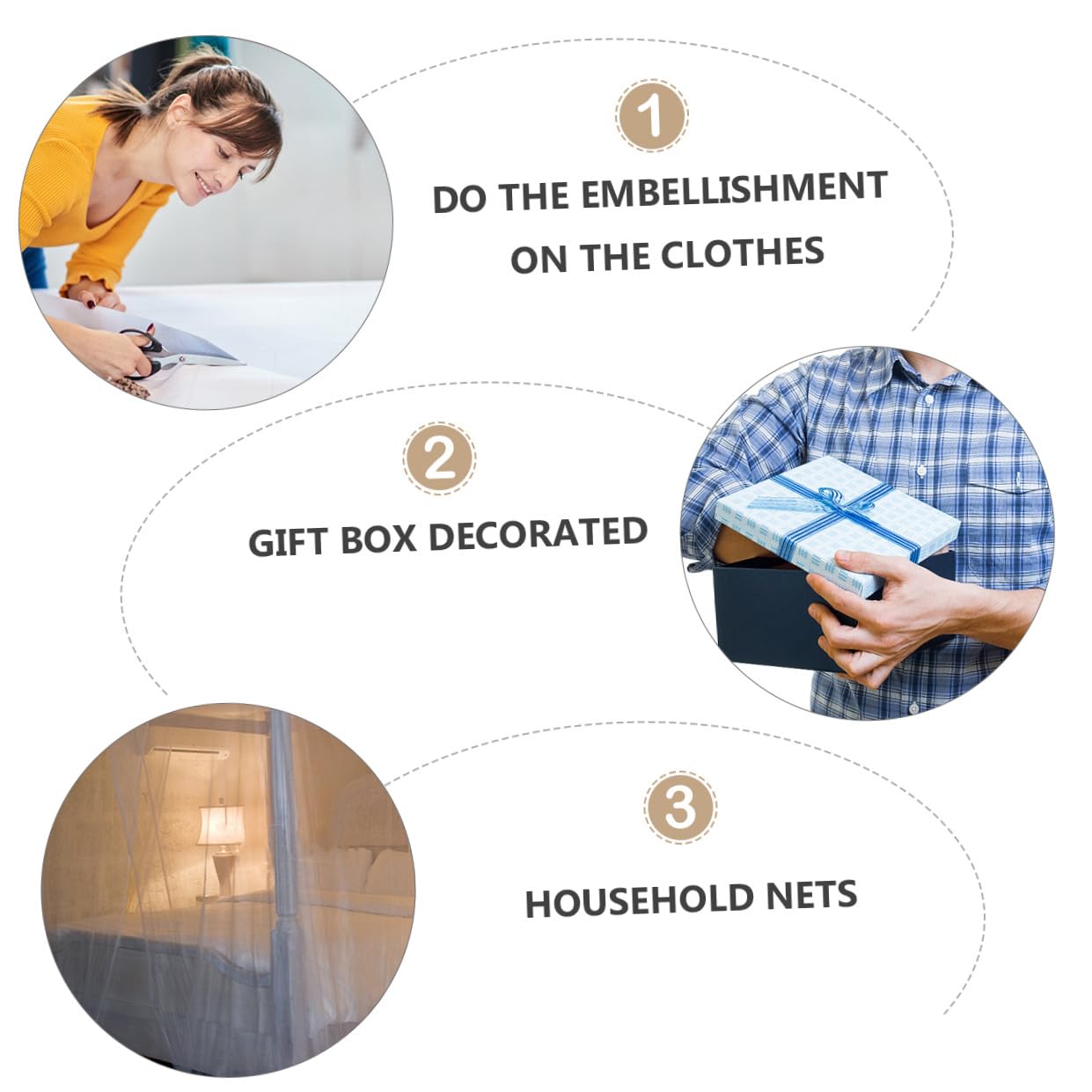 jojofuny 3 Cinta de Encaje de Algodón para Manualidades Decoración de Cortinas y Ropa Yardas Material Diy para Bodas y Fiestas