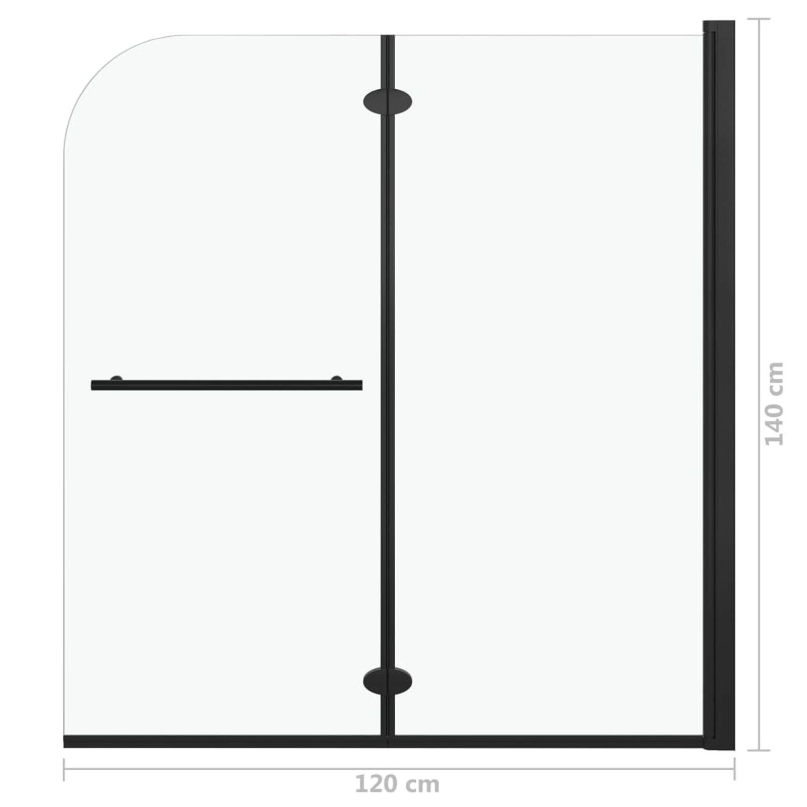 JUDYY Mampara de Ducha Plegable 2 Paneles ESG Negro 120x140 cm, Mampara Bañera, Mampara Baño Ducha, Cabina De Ducha, Mampara Baño