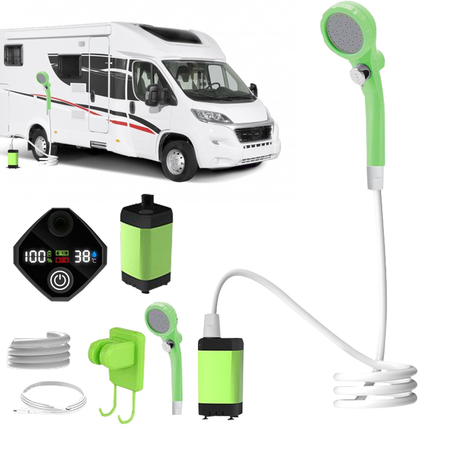 Douche portable autonome Teksome avec affichage LED et pompe étanche de randonnée