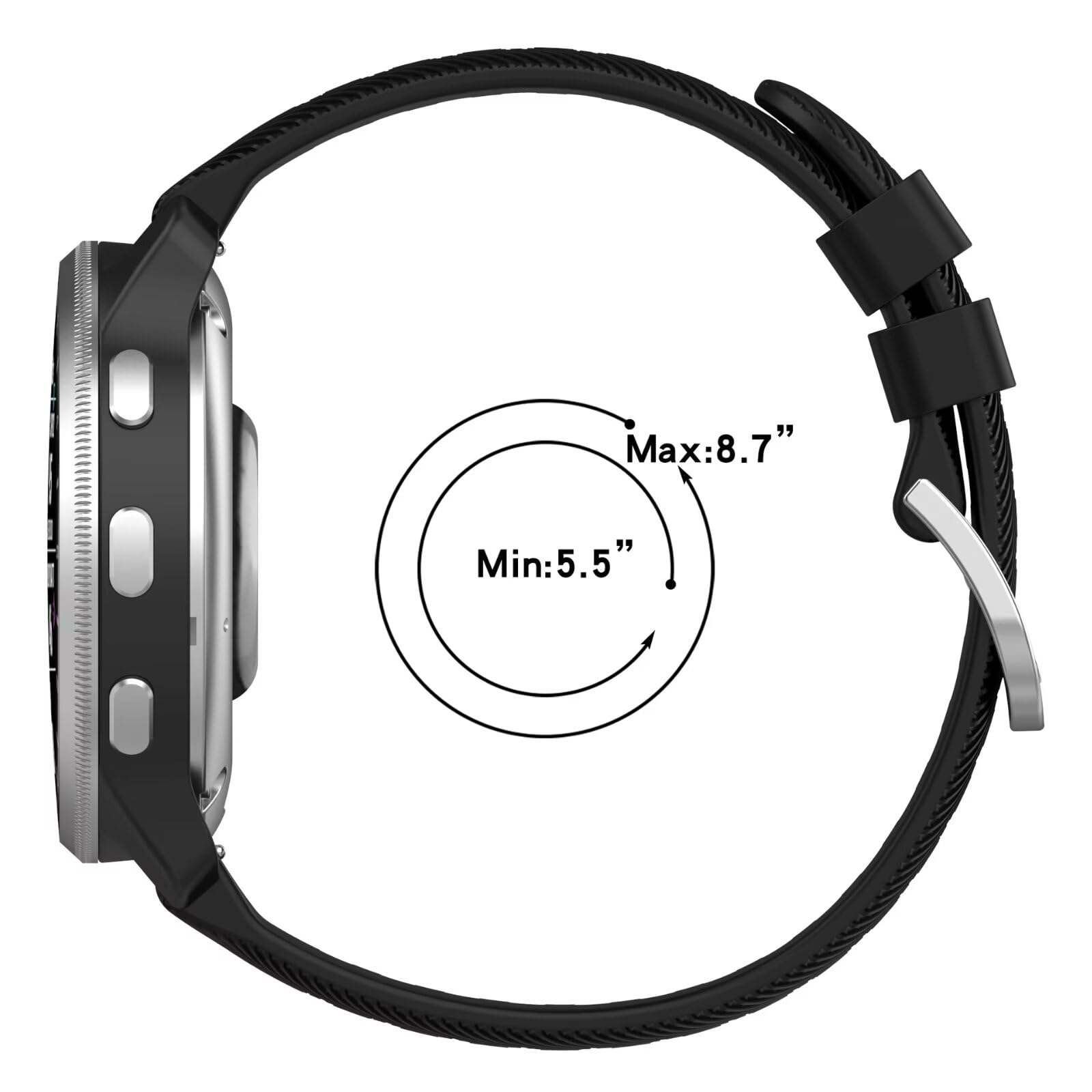 FTRONGRT 20mm Soft Silicone Watch Strap for Garmin Forerunner 55, Adjust at Will - Image 3