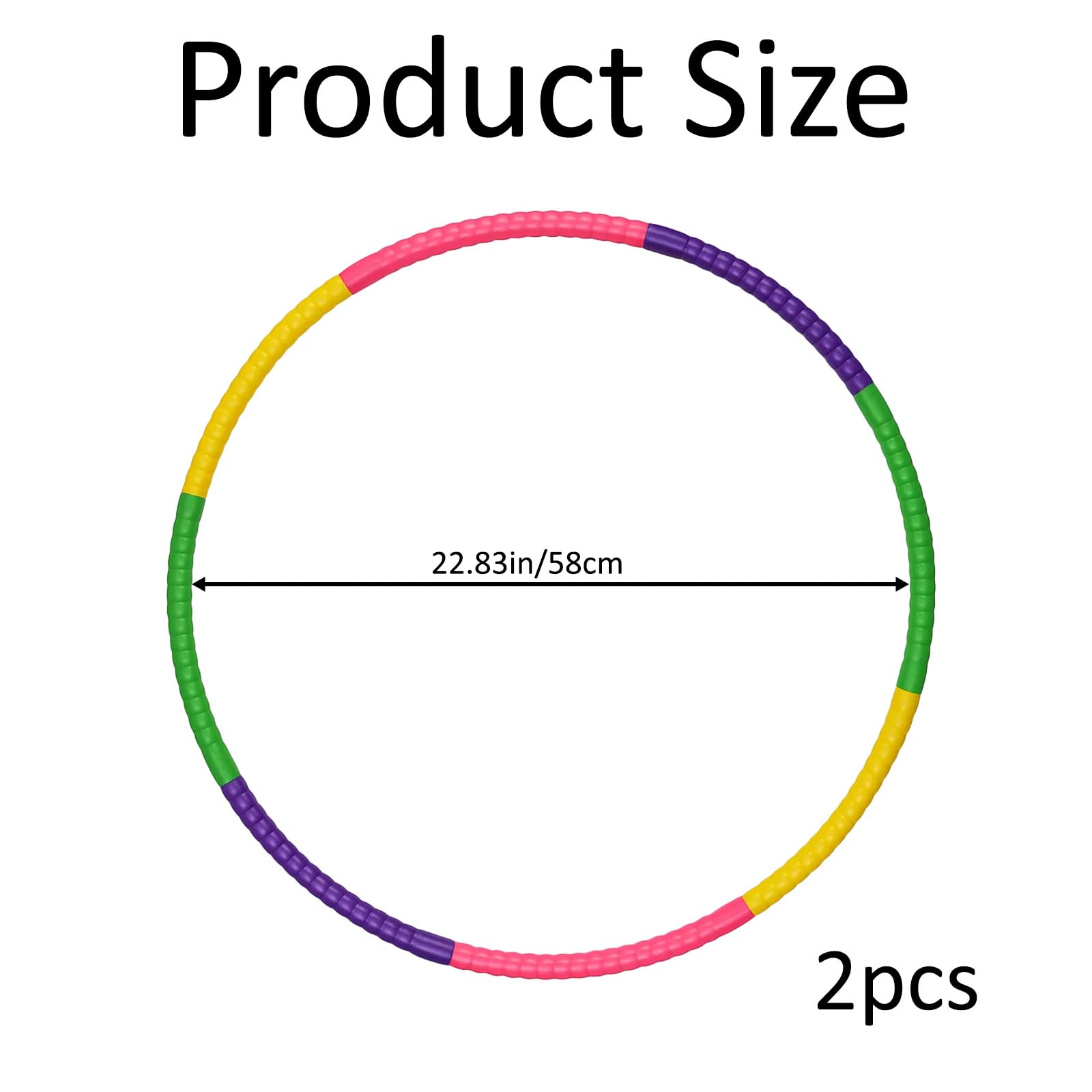Lot de 2 cerceaux de hula hoop, pour enfants, 8 segments, 58 cm, 100 g, jouet pour 3 à 12 ans, sports de plein air et jeux familiaux