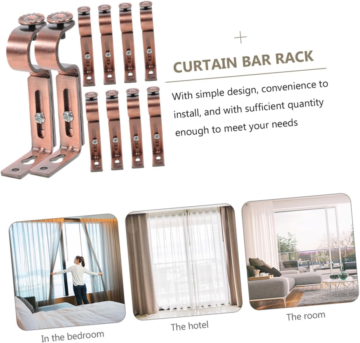10pcs Wall Mount Curtain Rod Bracket Iron Curtain Rod Support Brackets for Drapes