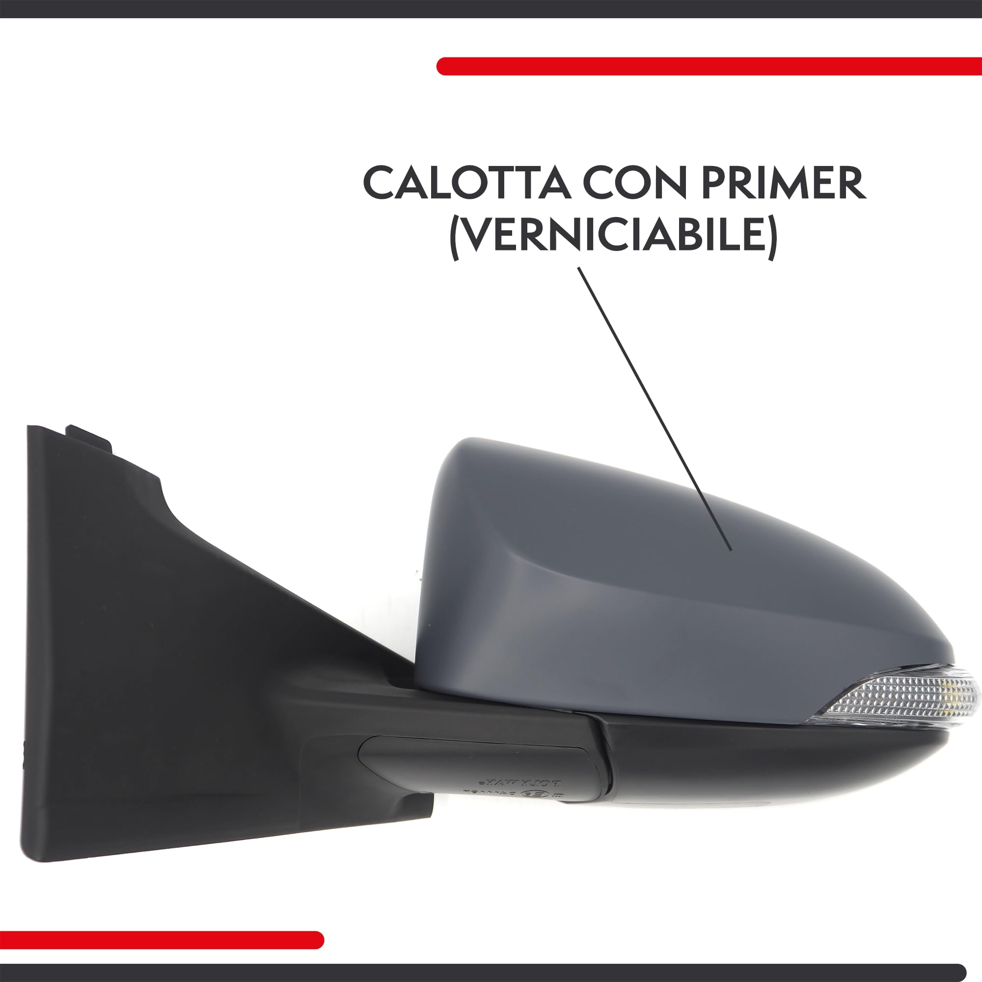 Specchietto Retrovisore per Toyota Yaris 2011-2014, Calotta Verniciabile, Regolazione Elettrica, Connettore 7 pin, Con freccia, Riscaldabile, 8794052C30 (SINISTRO)