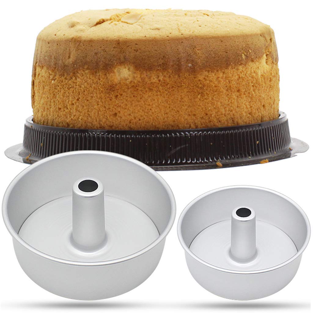 3er Set Angel Food Kuchenform Aluminium Antihaft Rund Chiffon Kuchen Backen - Silber, 8 Zoll
