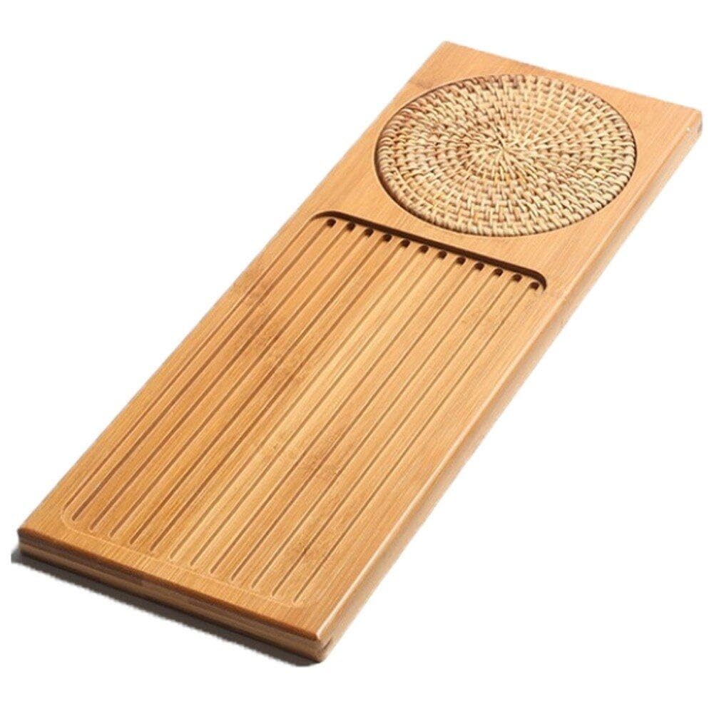 Mini vassoio da tè portatile in bambù, rettangolare, per casa e ufficio, design elegante per la casa e l'ufficio, ideale per gli amanti del tè e le cerimonie