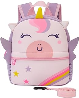KK CRAFTS Preschool Toddler Backpack with Leash, 3D Cute Cartoon Neoprene Animal Schoolbag for Kids Boys Girlsï¼ˆBaby Unicornï¼‰