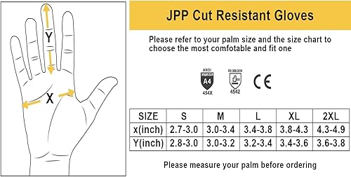 Miniatura 6 de JPP Guantes de corte de alta calidad, resistentes a los cortes, guantes de corte protectores de grado alimenticio CE nivel 5, transpirables,