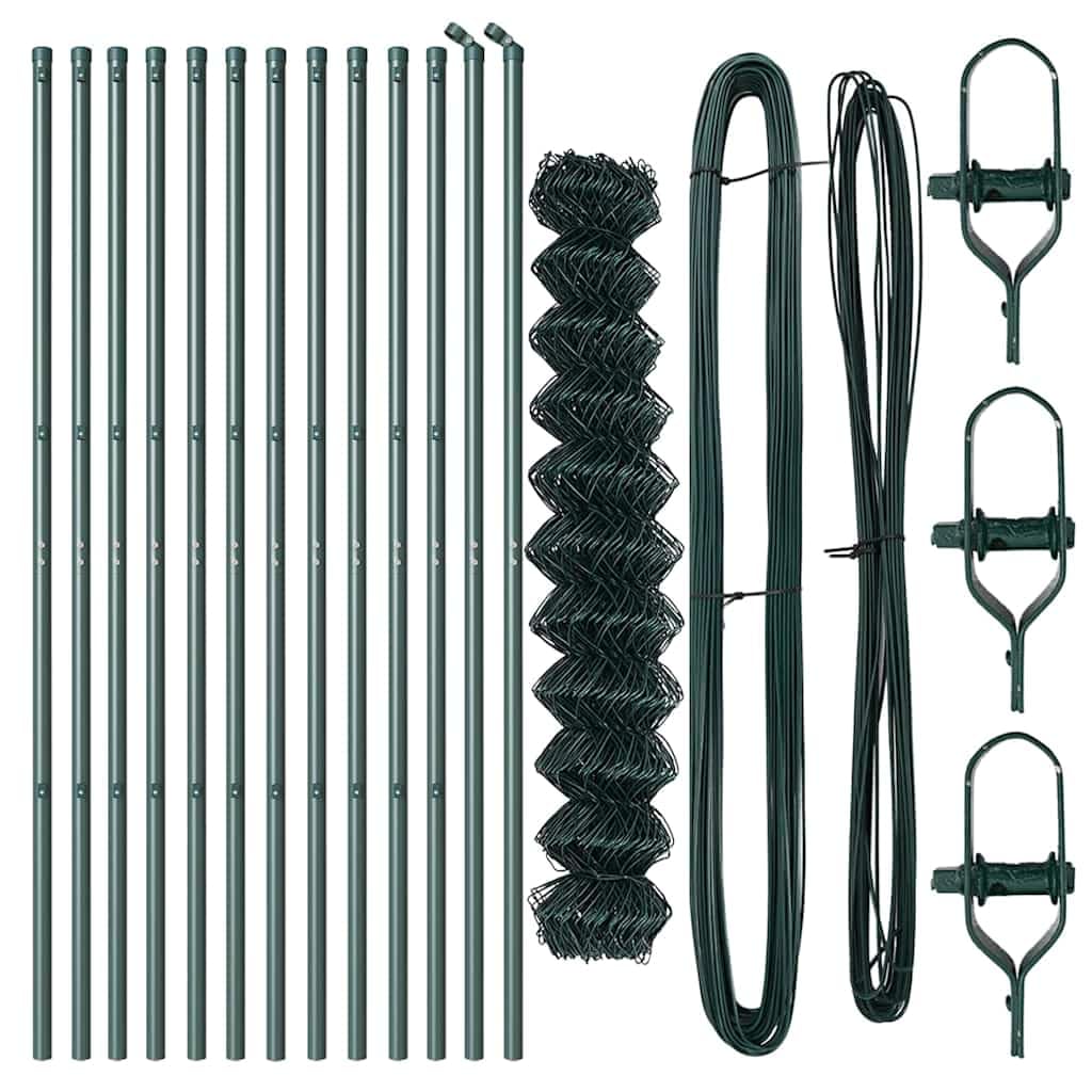 Recinzione a rete da pavimento 1 x 25 m, rete verde con robusti pali in acciaio per giardino, terrazza e delimitazione di terreno, resistente alle intemperie, facile montaggio, protezione UV