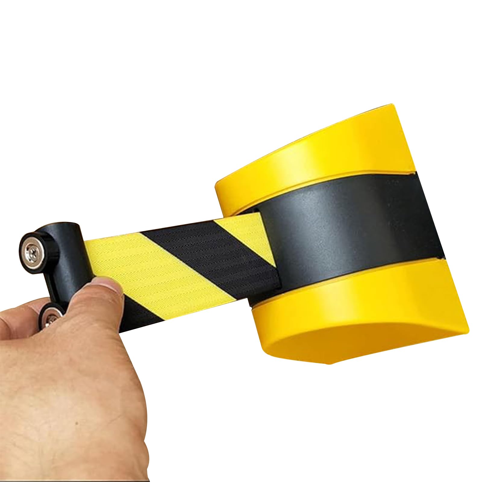 VEXIGO Magnetic Retractable Queue Barrier Tape, Safety Cordon Barrier, Yellow/Black Stripe Caution Danger for Outdoor Sport Stanchion Queue (Size)