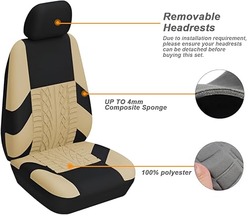 Miniatura 2 de Moly Magnolia Fundas de asiento de automóvil para el juego completo, protectores de asiento de vehículo de poliéster impermeables, funda de cojín