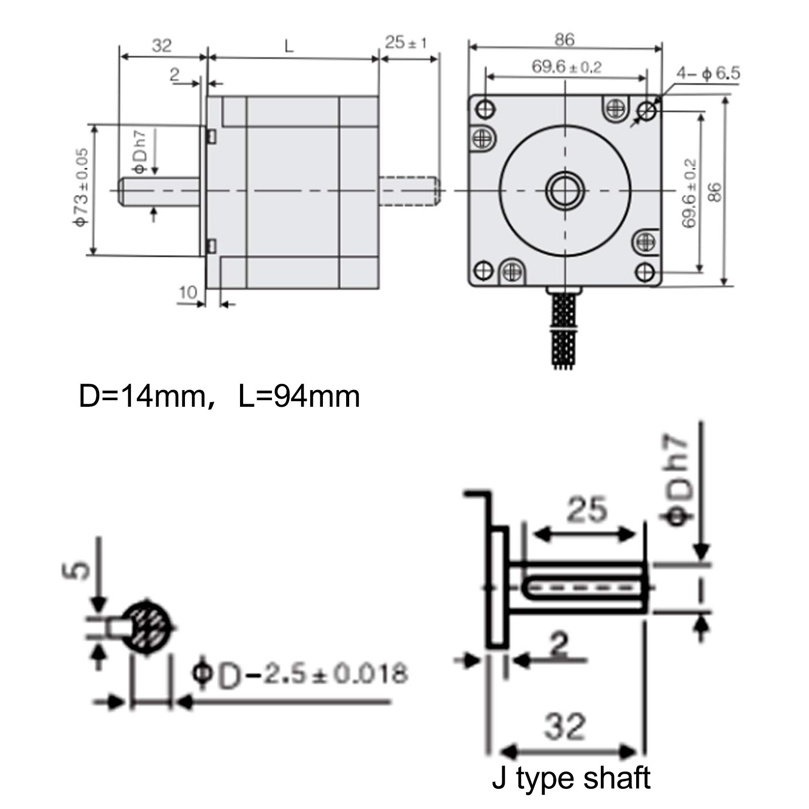 Luocute Motor Paso A Paso NEMA 34, Motor A Bifásico 86, ángulo de de 1,8 Grados, par de Retención de 6,0 N.m, 4,0 A, con Accionamiento Subdividido del Eje de Chavetero
