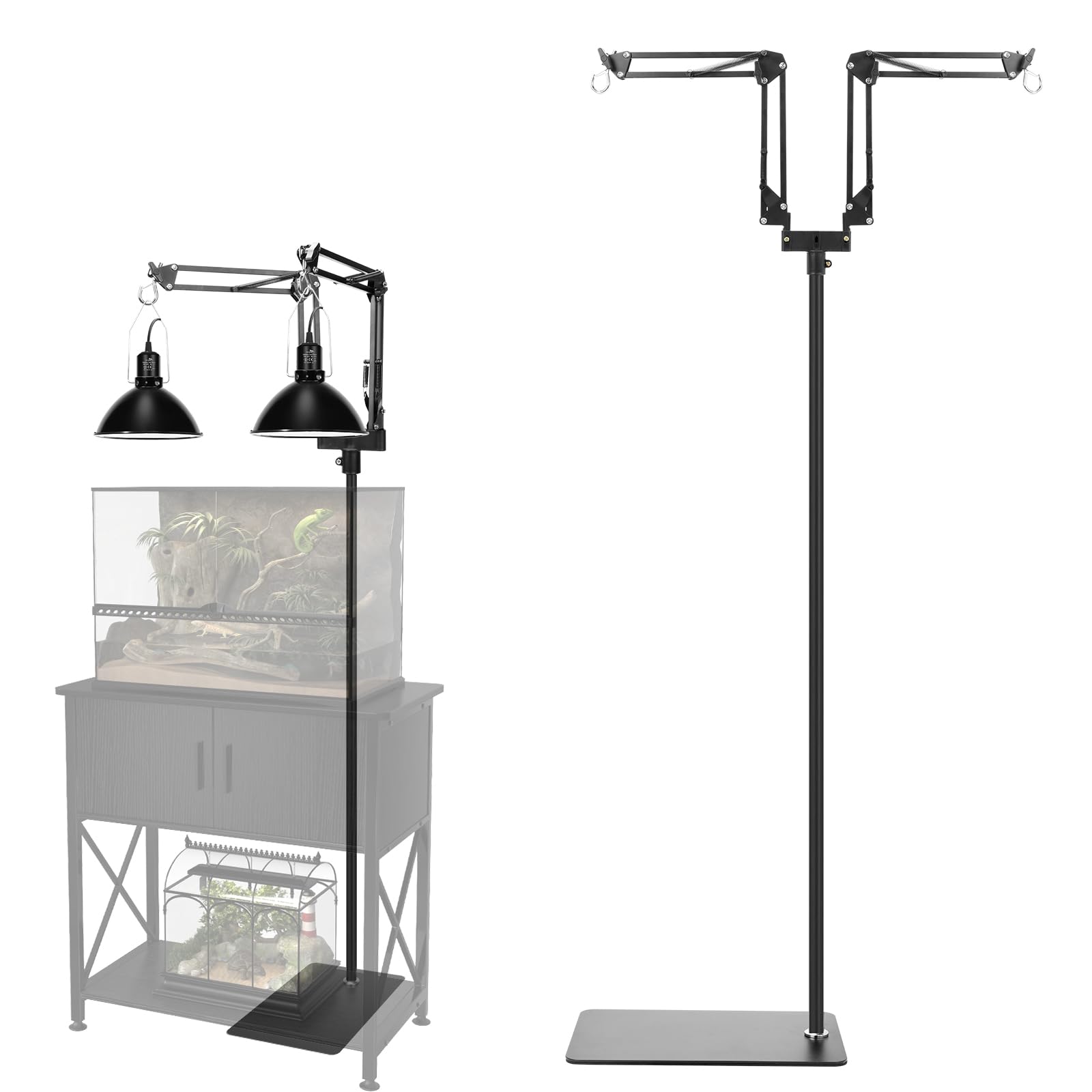 Photo 1 of ***MISSING PARTS***
MECESOR Dual Reptile Lamp Stand,15.7-74.3 Inch Height Adjustable Reptile Light Stand,360° Sewing Flexible Arms,Heat Lamp Stand for Reptiles Tank,Terrariums,Amphibian Cages&Plants