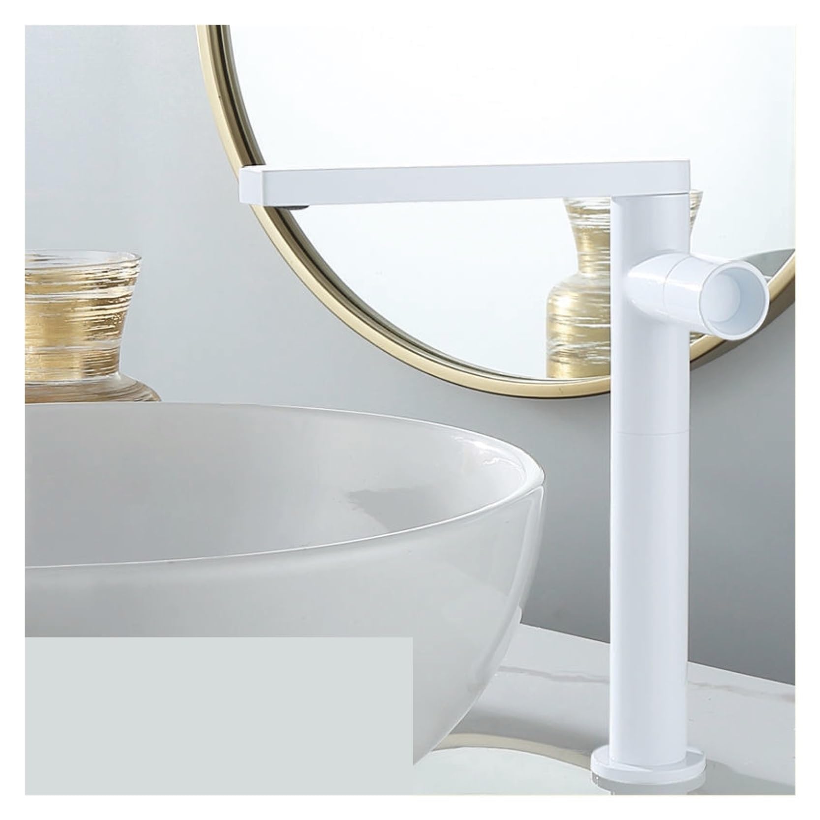Robinet de salle de bains en laiton blanc et cuivre rotatif au design moderne