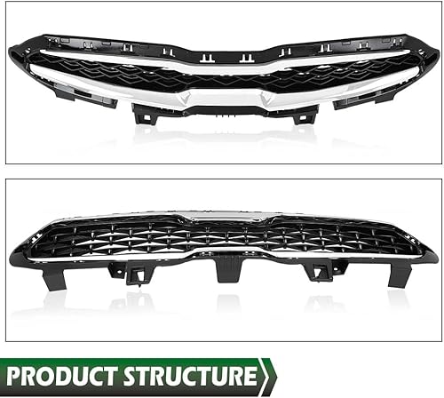 Miniatura 8 de GRAND ORANGE Parrilla superior delantera con ribete cromado compatible con Kia Forte 2019 2020 86350M7010 86350M6000