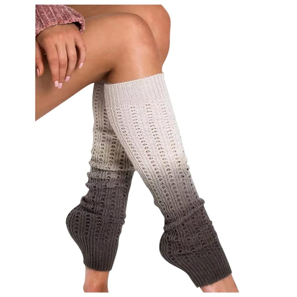 ACiyD Jambières Dégradées Douces Femmes Chaussettes Hautes Chaudes sur Le Genou Chaussettes Longues en Tricot De Coton Épaissir Bas Chauds Dames (Couleur : B, Taille : 55 cm) (C 6 3/4)