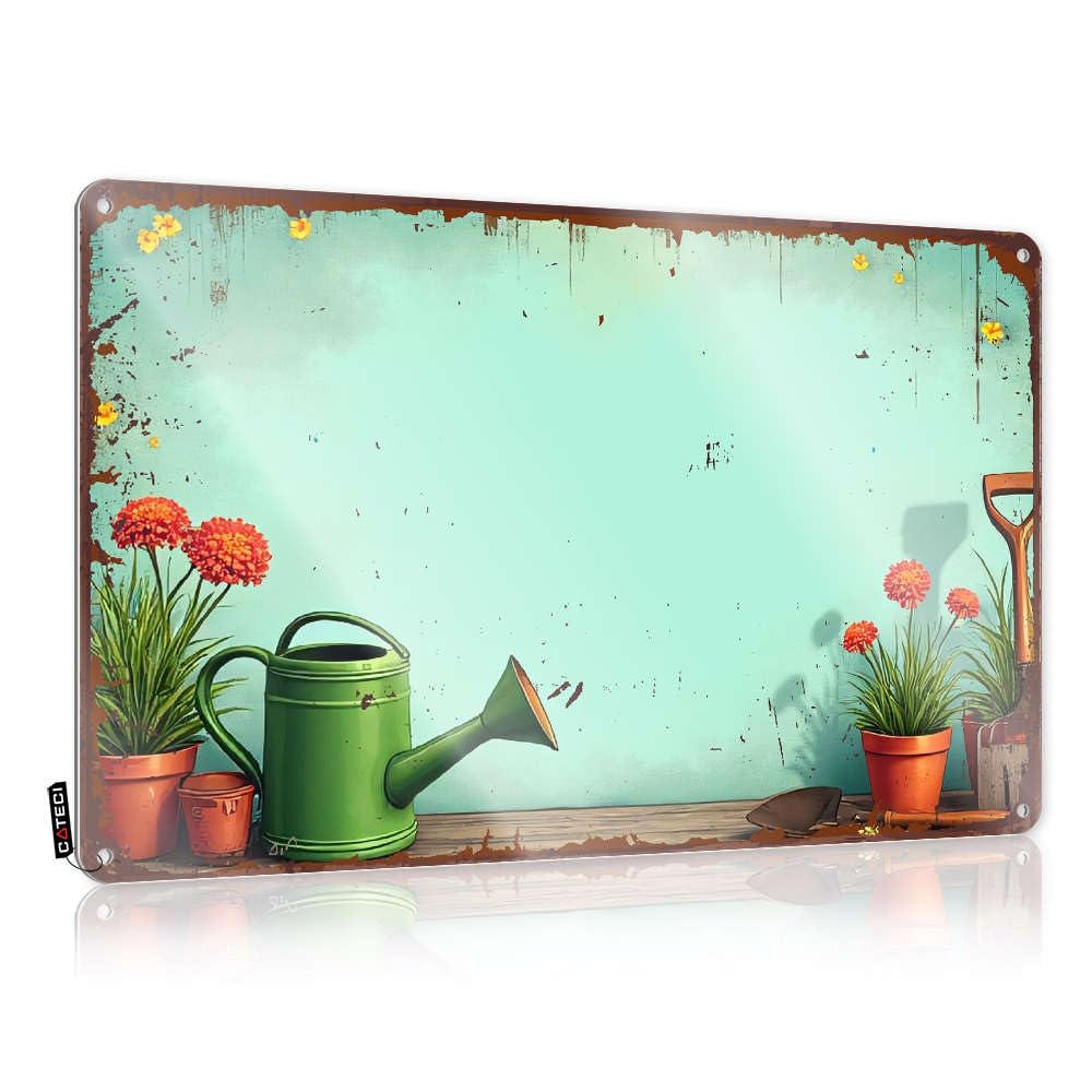 Highland Room Decor Sign Funny Western Cowboy Vintage Tin - Garden Tools And Flowers On A Wooden Table. / Bathroom Rules Quotes & Pool Aluminum Wall