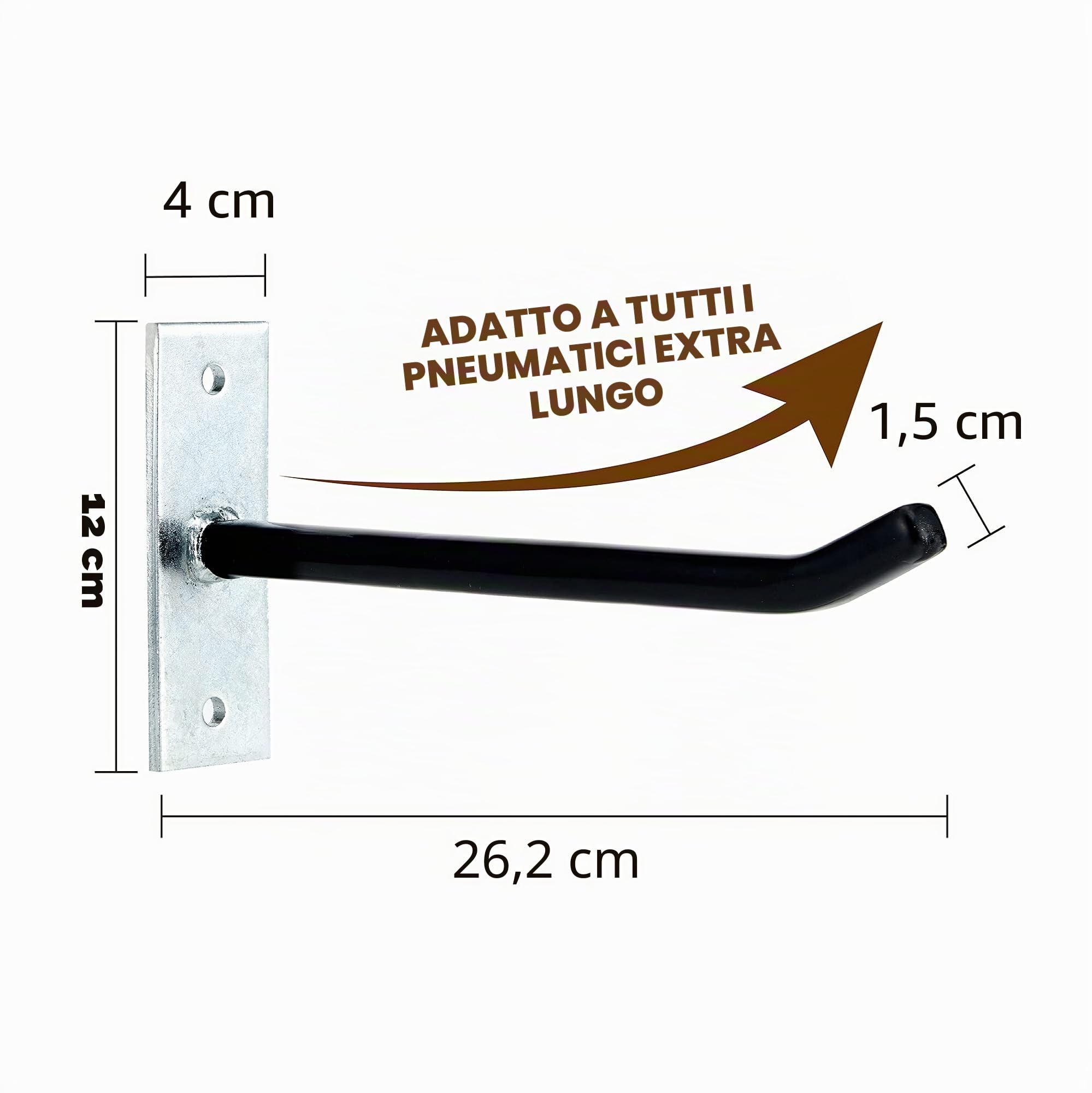 Sinoer 4 ganci da garage per riporre pneumatici, ganci da parete con viti e tasselli in metallo, supporto per pneumatici/cerchione per auto, nero