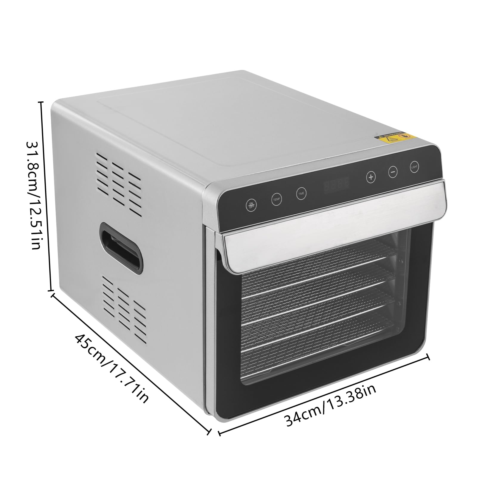 Suszarka ze stali nierdzewnej z timerem i 6 tacami LED, 700 W, 35-85°C, suszarka do owoców, do warzyw, mięsa, kwiatów