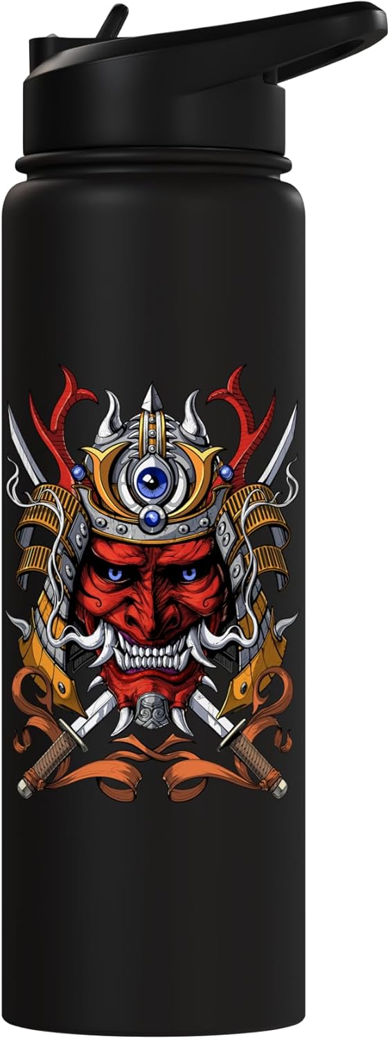 Japanese Oni Samurai Warrior Demon Japanese Ninja Stainless Steel Insulated Water Bottle