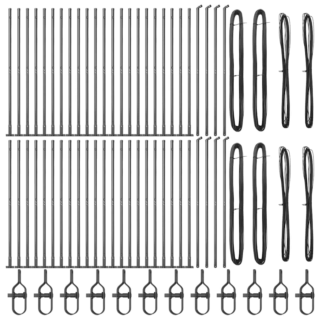 Pali per recinzione, 52 pezzi, grigio, 3,2 x 3,2 x 50 cm | Acciaio verniciato a polvere, resistente alle intemperie, per giardino e terrazza, facile montaggio con martello