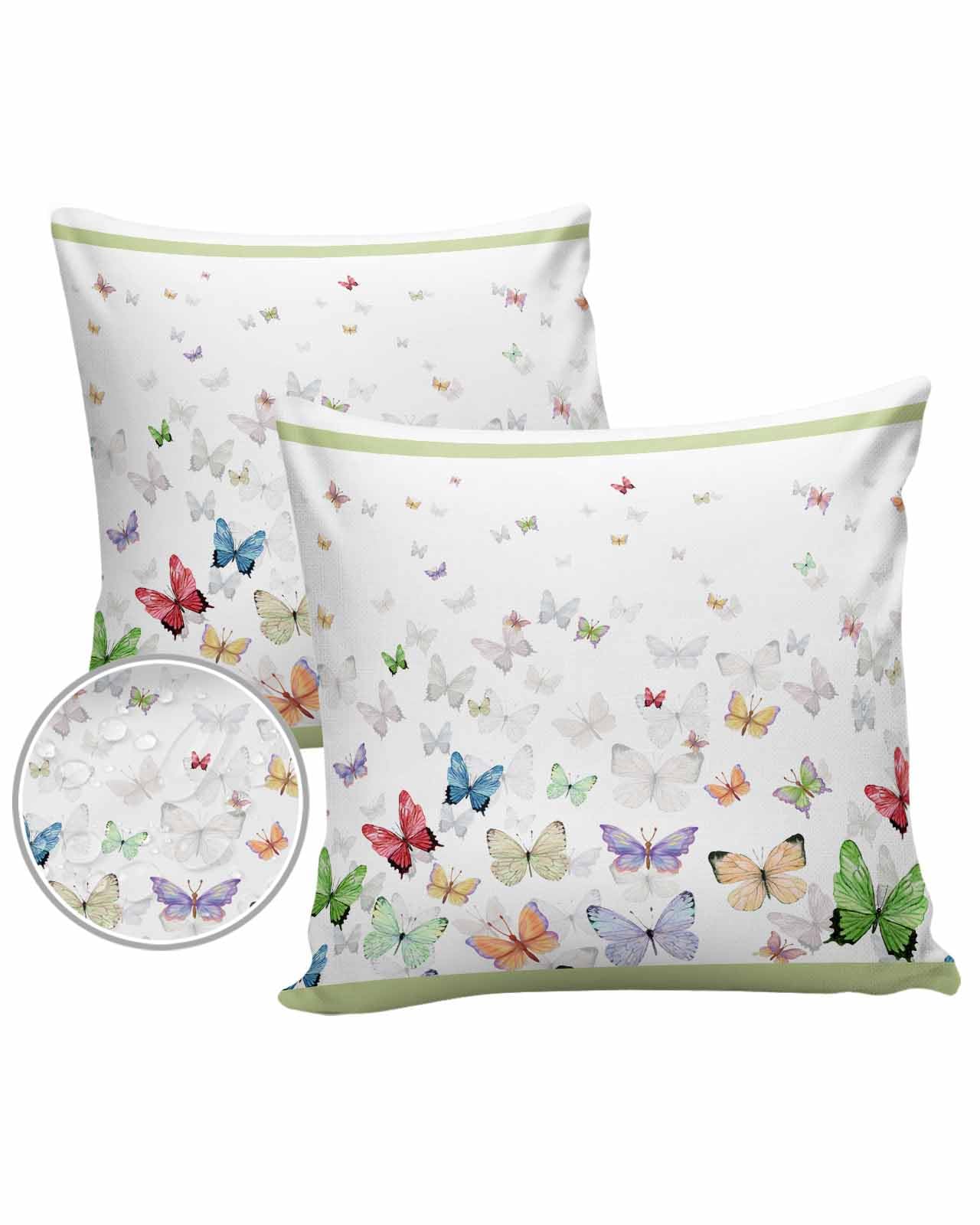 Green White Outdoor Pillow Cover 26x26 Inch Cushion Sham Case,Waterproof Decorative Square Throw Pillowcase for Outside Garden Patio Porch Couch Chair Tent Watercolor Fashion Illustration Boho