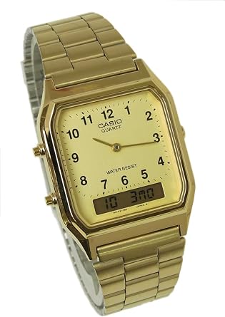 Casio Standard AQ-230GA-9B Cheap Casio Wristwatch, Mens, Womens, Analog, Digital, Metal, Gold