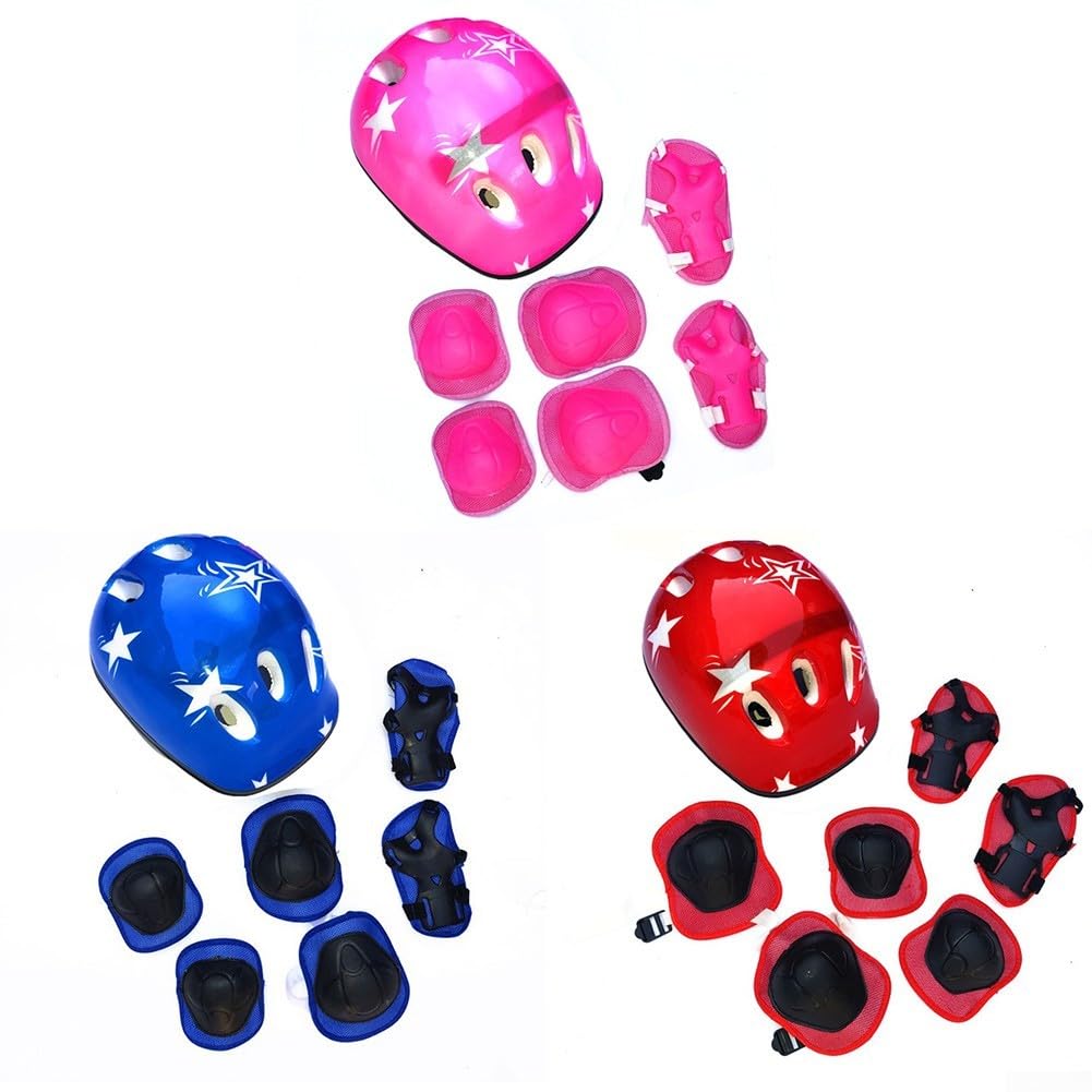 Casco di sicurezza completo per bambini con ginocchiere, gomitiere e polsiere, per bambini dai 5 ai 16 anni, ideale per ciclismo, pattinaggio e gioco attivo