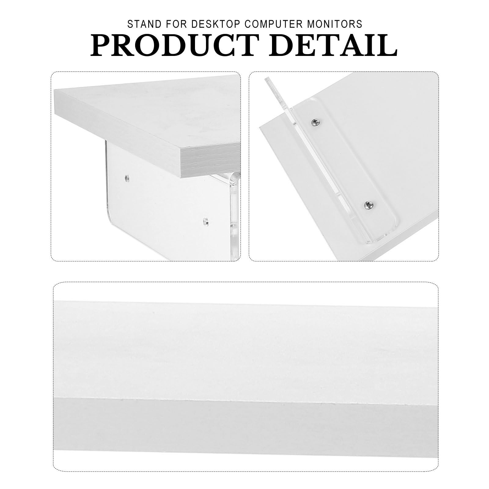 UKCOCO Soporte Elevador Diseño Compacto y Resistente Ergonómico Acrílico Blanco de Monitor Previene Dolor de Cuello y Fatiga Visual para Escritorio