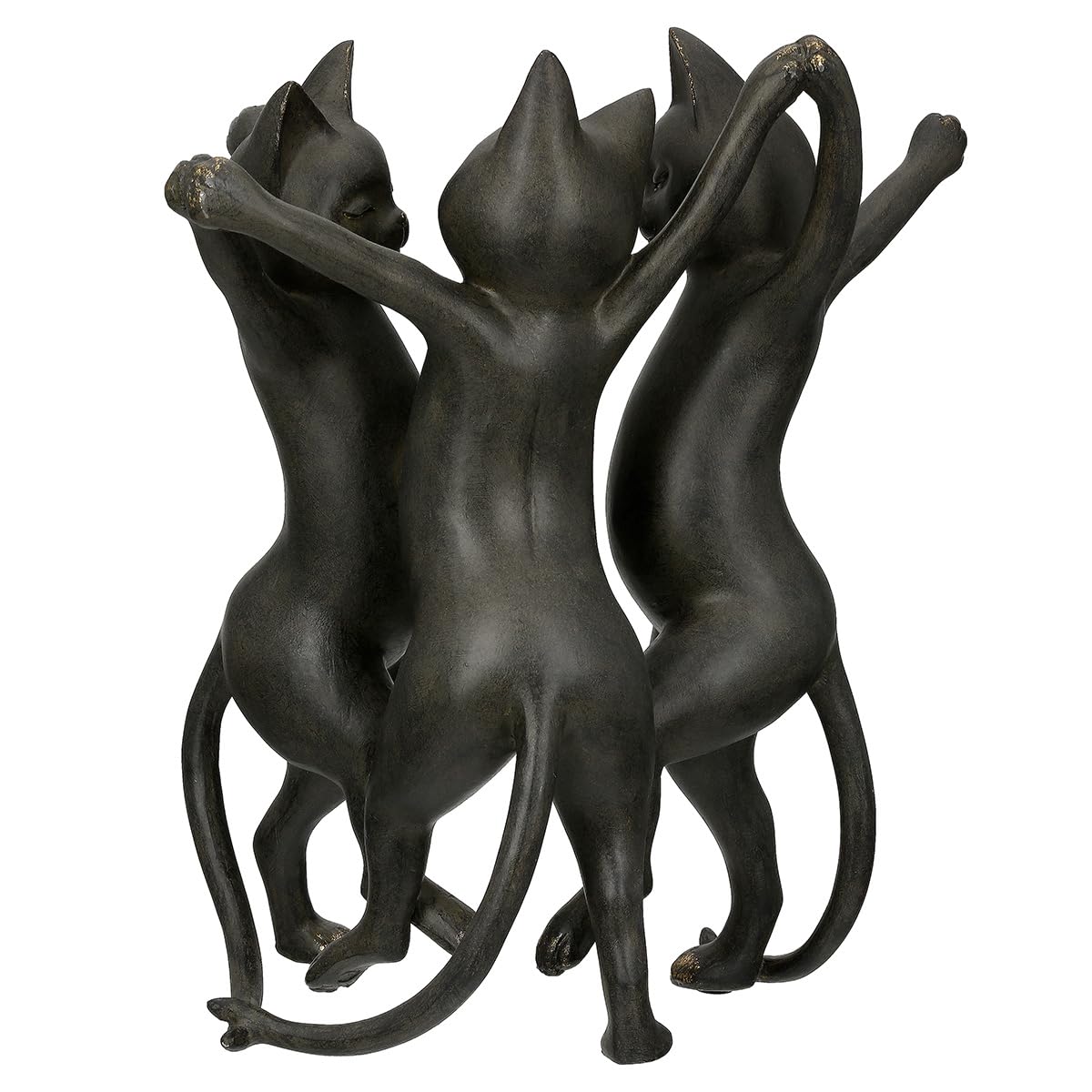 GILDE Figur Gatto - Kunstharz, schwarz, metallische Optik, Katze, H: 30,5 cm, B: 26 cm, T: 21 cm - Deko, Skulptur, Wohnaccessoire, Geschenk