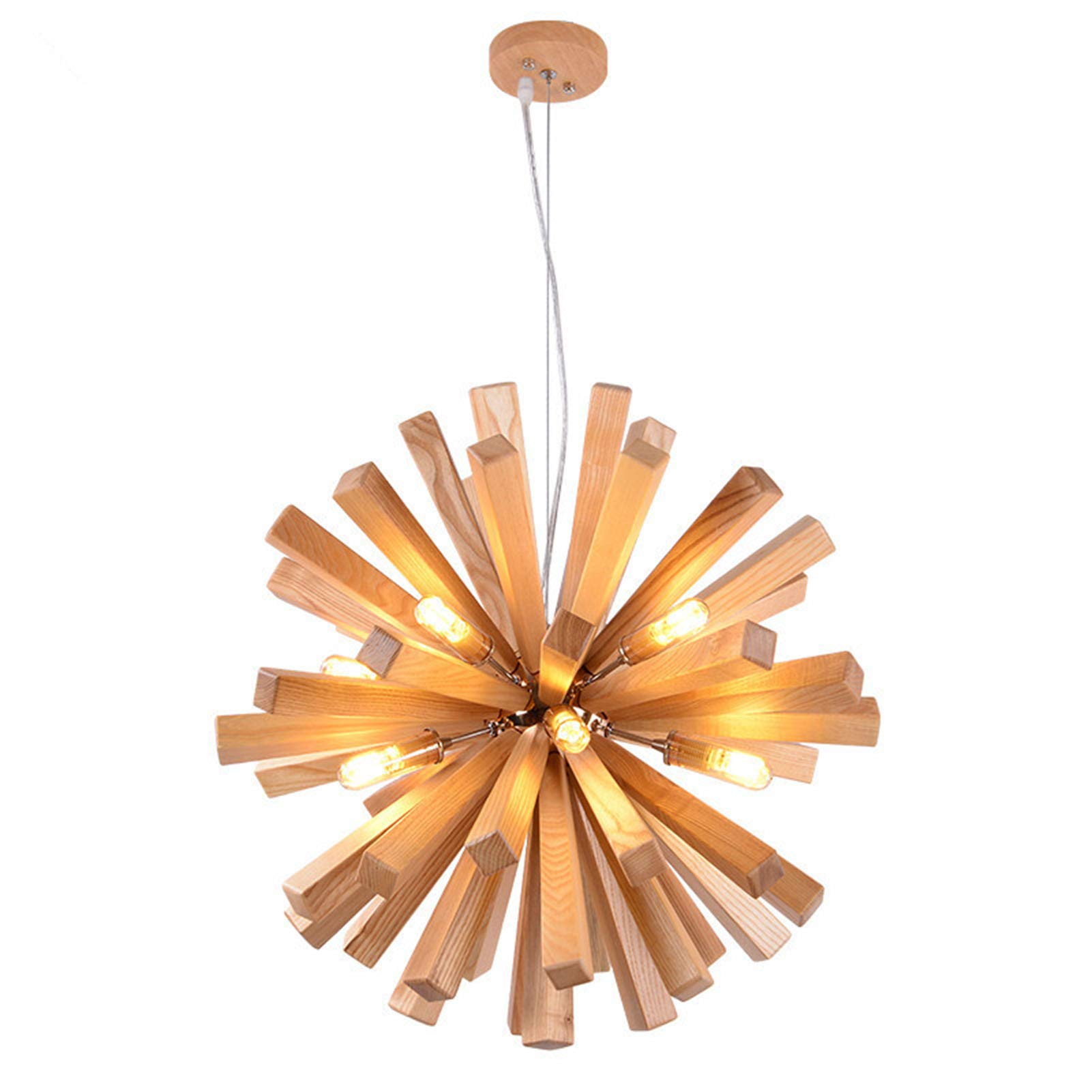 HXYSXHJUO Living Room Bedroom Study,G4 Nordic Dandelion Wooden Chandeliers,Dining Café Decorative Lights,Simple Personalized Lights-Wood color 52cm