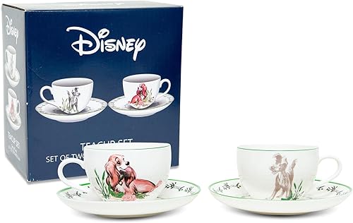 Miniatura 2 de Disney Lady and the Tramp Bone - Taza de té y platillo de porcelana de hueso juego de 2  Fiesta de té con café expreso moca