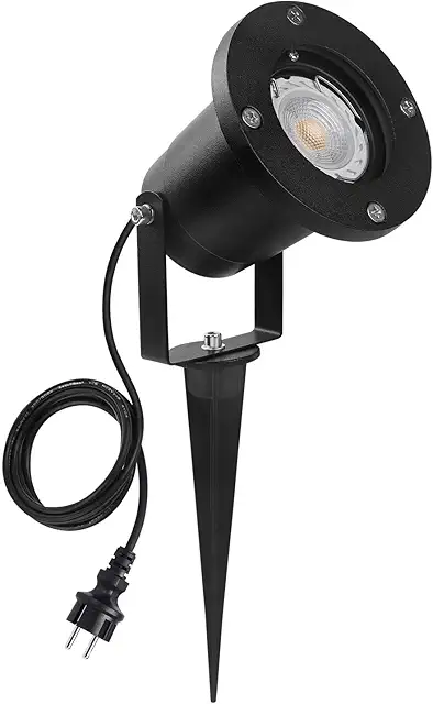 SanGlory 7W GU10 Lampe Jardin LED Étanche IP65 avec Piquet, Blanc Chaud 3000K