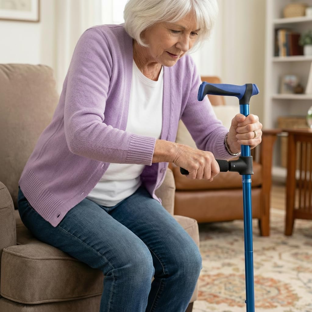 Walking Cane for Men & Women,Foldable,Adjustable,Self Standing Cane with Second Handle,350lbs Heavy Duty,All Terrain,Collapsible Walking Sticks for Seniors & Adults