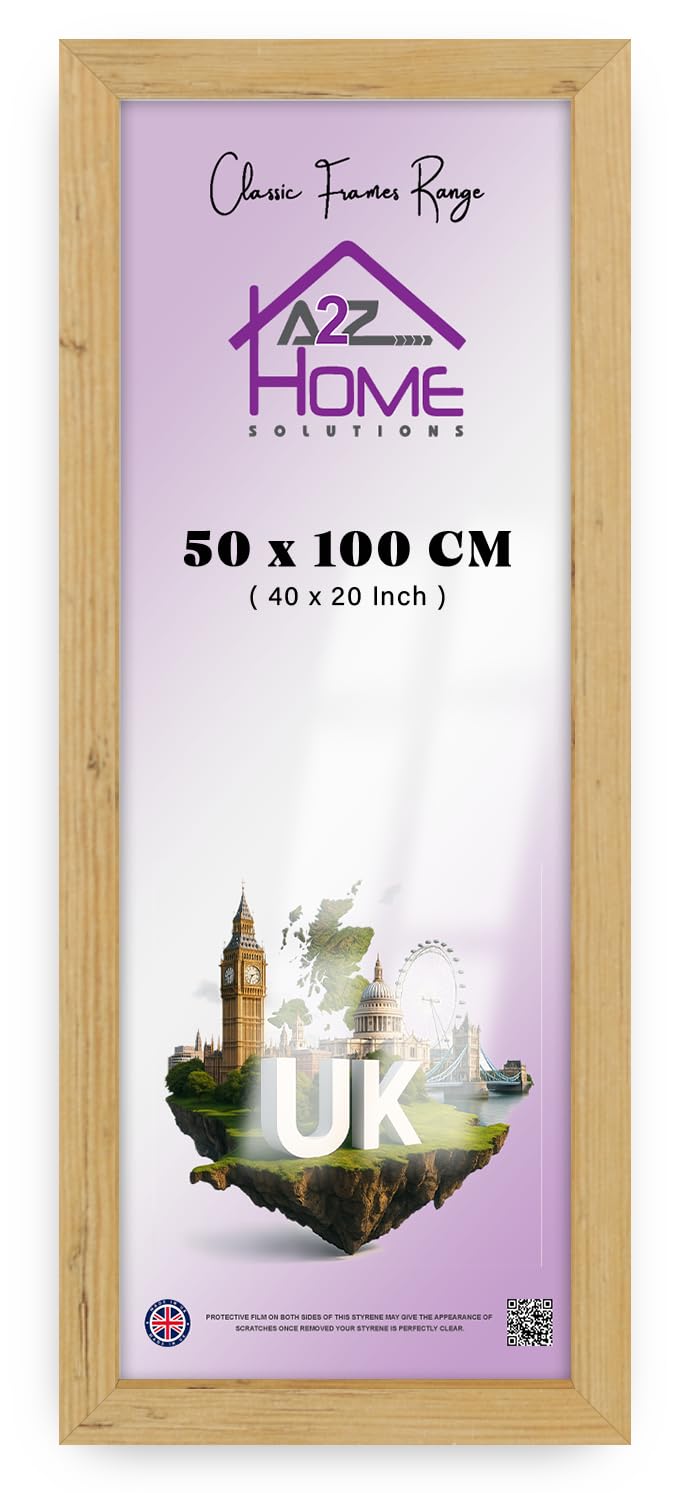 A2Z Home Solutions® Large Wall Picture Frame Stunning Look Quality Backing Landscape & Portrait Display Photo Frame For Wall Poster Canvas Painting Certificate Art Gallery (20x40 cm, Pine)