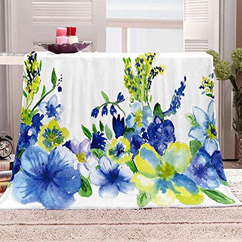 Couverture fleurs bleues pour vos soirées cocooning au salon - 2