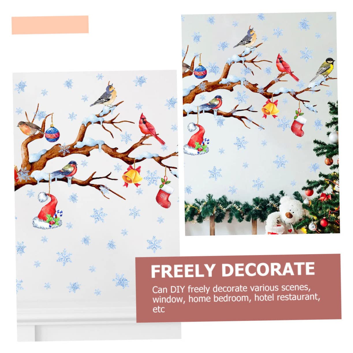PRETYZOOM 5 Feuilles Autocollants De Fenêtre De Noël Ornements De Noël Stickers Muraux Flocon De Neige Dessin Animé Décalcomanie De Pépinière Flocons De Neige Fenêtre S'Accroche Papier