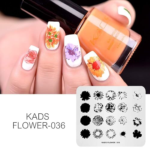 Miniatura 3 de KADS 5pcs Nail Stamp Placas Set Uñas Arte Estampado Placa Hojas Flores Animal Nail Plate Plantilla Imagen Placa