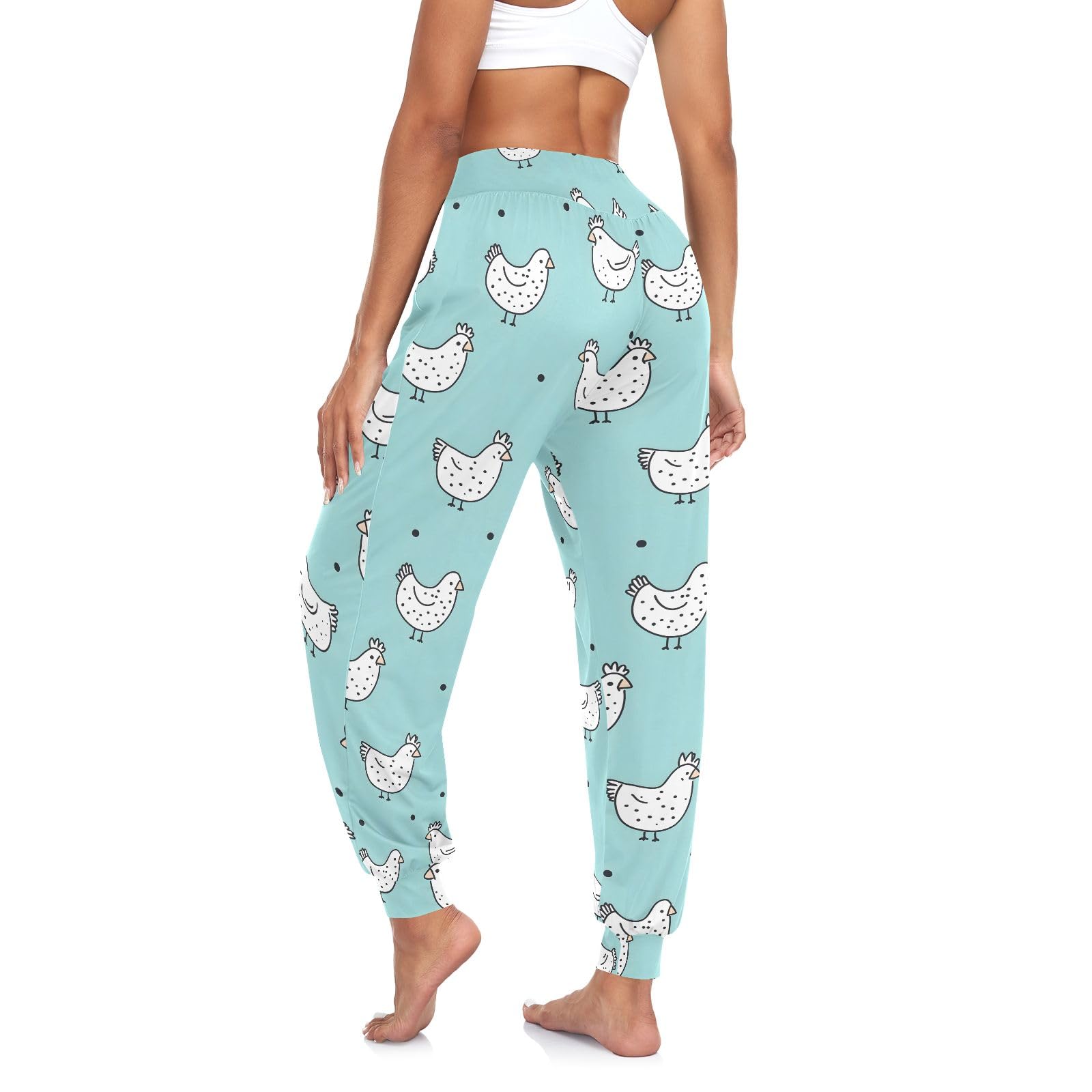 CHIFIGNO Cute White Chickens Women's Sweatpants Athletic Lounge Trousers Lightweight Pants for Summer, M