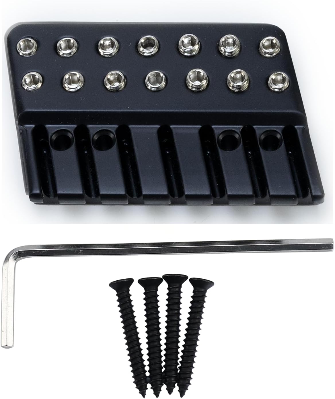 Fanned-fret 7 String Locking Nut Brass Guitar Bridge String Locks for 7-string Headless Electric Guitar Replacement Parts （Matte Black)