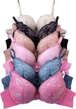 Iheyi 6 pcs ADD 2 Cup Thick Padding Extreme Double Pushup Bra 32B