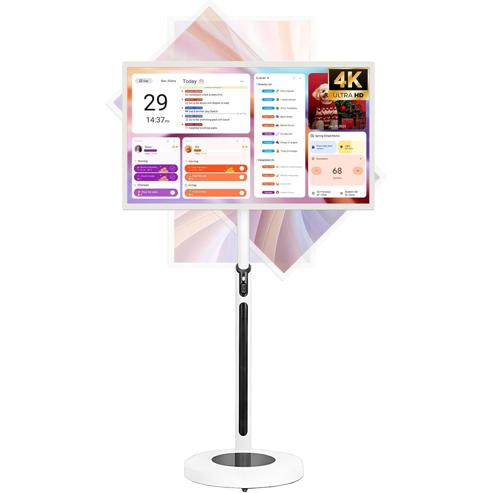 TV portatile con touch screen da 24/27/32 pollici, Smart TV Android 4K con ruote con supporto girevole completo, display Incell 1080p, durata della batteria 8 ore (32 pollici, 8+128 GB (4K))