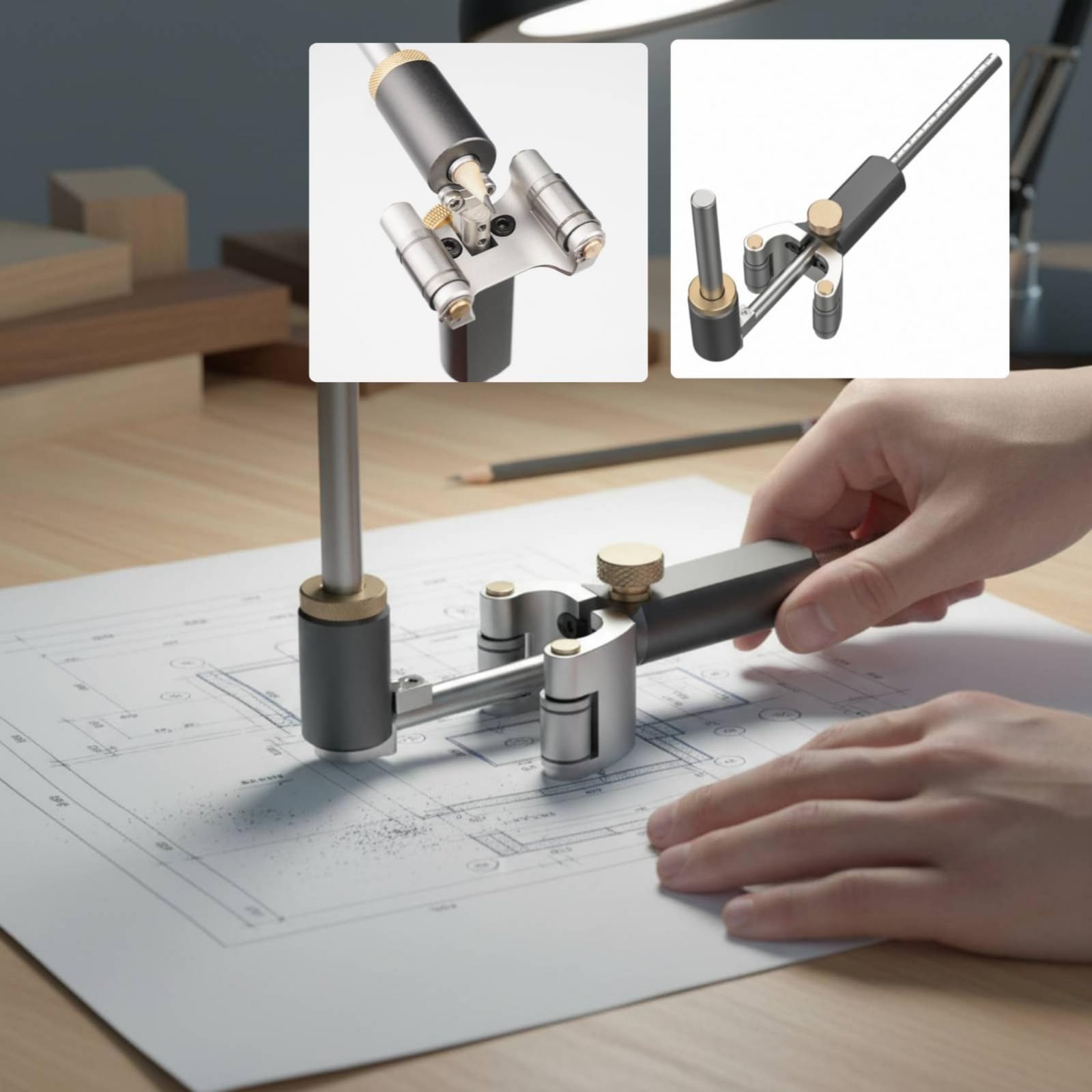 Goniometro di Tracciatura Marcatore Legno Calibro Scriber con Braccio Regolabile in Lega Acciaio Ottone per Scribing Controllato Trasferimento Misure