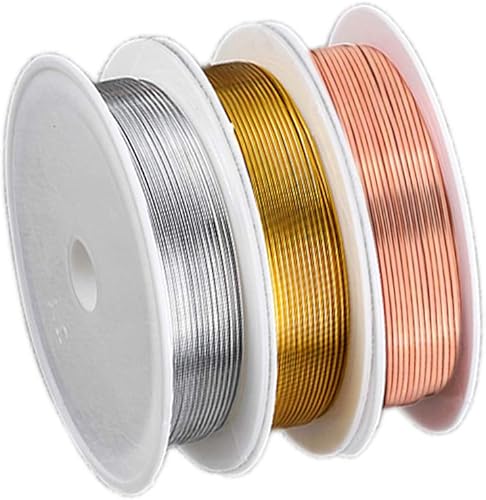 Whale Alambre para manualidades para hacer joyas, cuentas de cobre calibre 18, 3 rollos de 5 pies de largo, resistentes al deslustre, suministros de