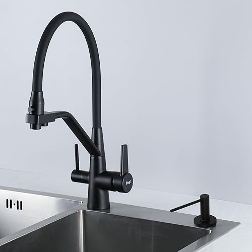 Miniatura 7 de Gappo Dispensador de jabón negro mate mejorado para fregadero de cocina, bomba de encimera de acero inoxidable, dispensador de jabón integrado para