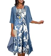 Amazon.com: Women Chiffon Two Piece Set Womens Dress with Jacket Cardigan  Dresses Floral Artistic Style Loose Casual Summer Maxi Dress Grandmother of  The Bride Wedding Guest Dress, Blue Floral : Clothing, Shoes