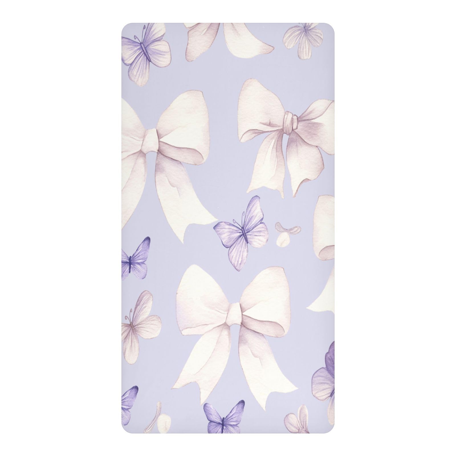 JiangGgen Purple Bows Baby Crib Sheet Soft Breathable for Standard Crib-M