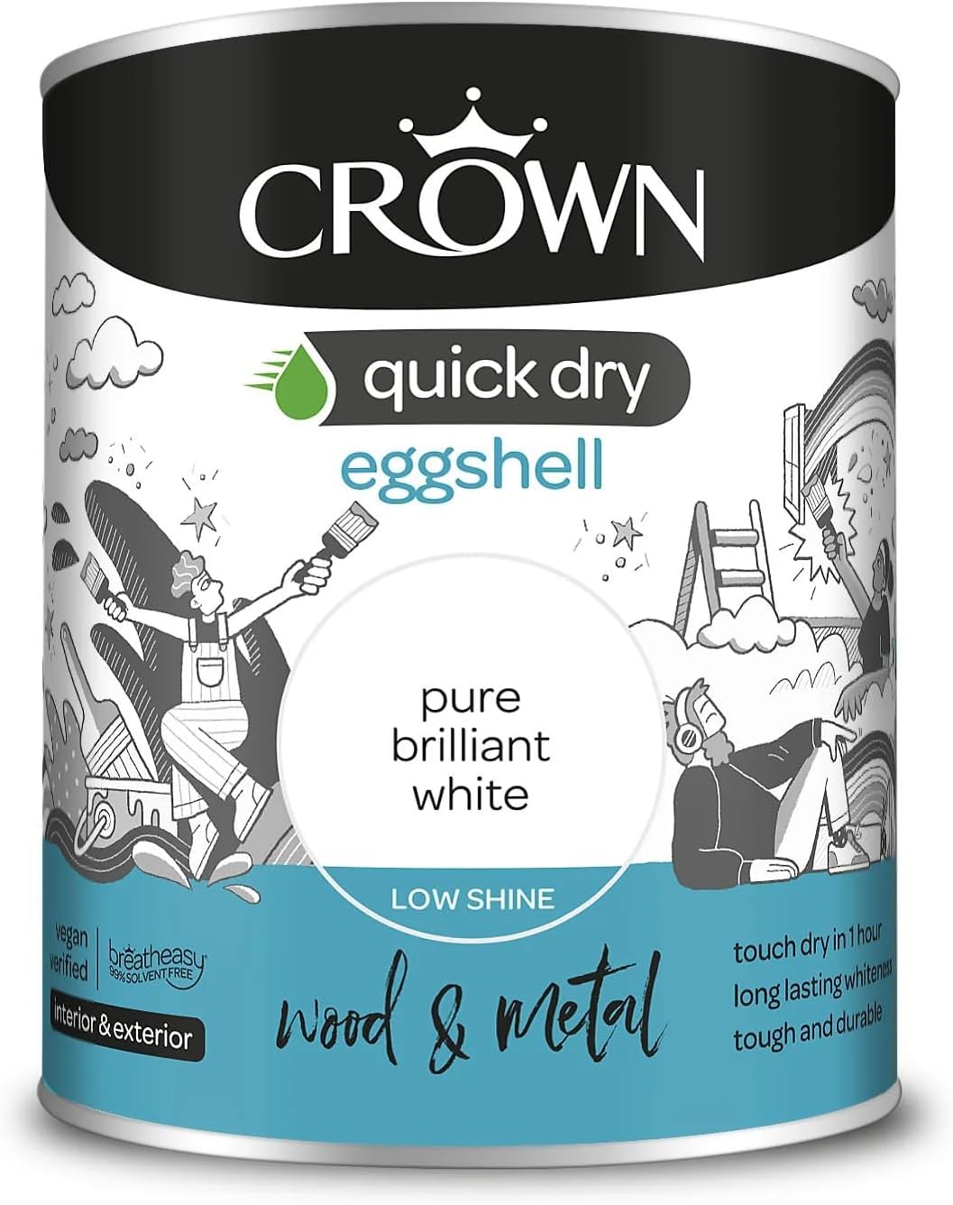 AXpower Inspirational Technology Empowering People Quick Dry Eggshell Paint 750ml β Pure Brilliant White β Low Sheen Interior Paint for Walls, Woodwork, Doors & Trim β Durable & Washable Finish