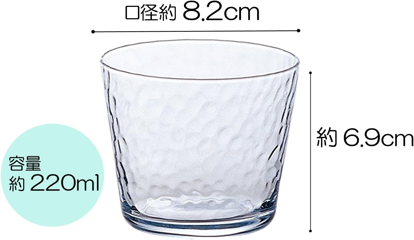 ADERIA B-6415 Glass Clear Curacao Free Cup 8.7 fl oz (220 ml), Set of 6, Made in Japan
