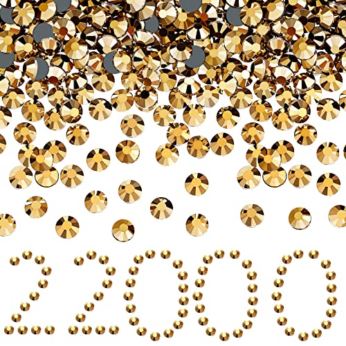 Image of 22000 Pcs Hotfix Rhinestone Bulk Crystal Iron on Flat Back Nail Gems Hot Fix Round Glass Rhinestones for Bedazzling DIY Crafts Clothes Shoes Supplies Decoration 2.7-2.9mm(SS10, Gold)