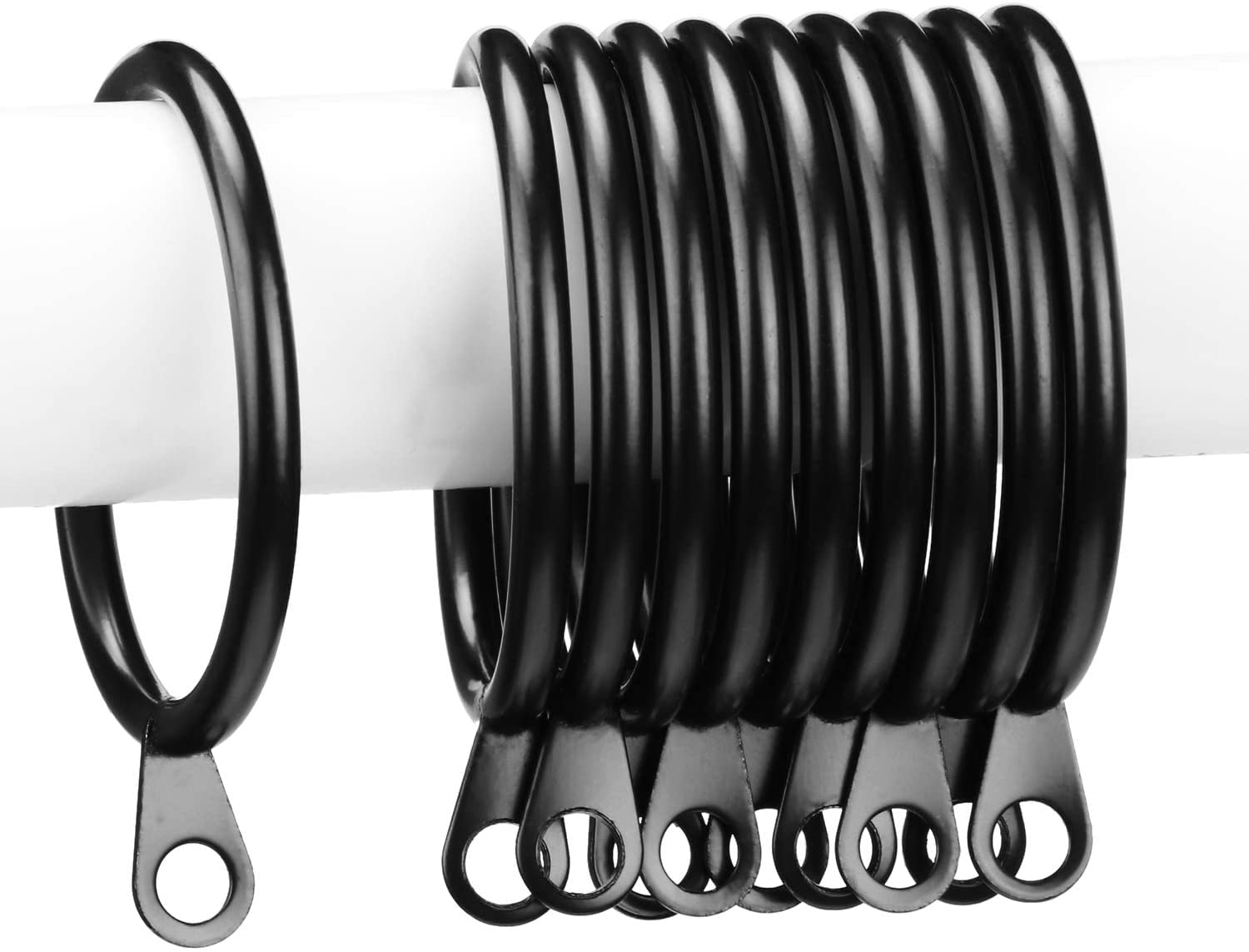 Coolty 60 Anillos de Cortina de Metal para Colgar Cortinas, 38 mm de diámetro Interior (Negro)